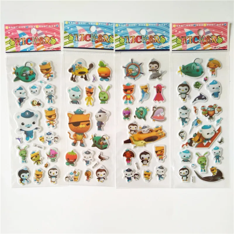 6 sheets 3D Octonauts Puffy Stickers Scrapbooking Luggage Laptop Bubble Stickers Emoji Reward Kid Children Toys Factory sale