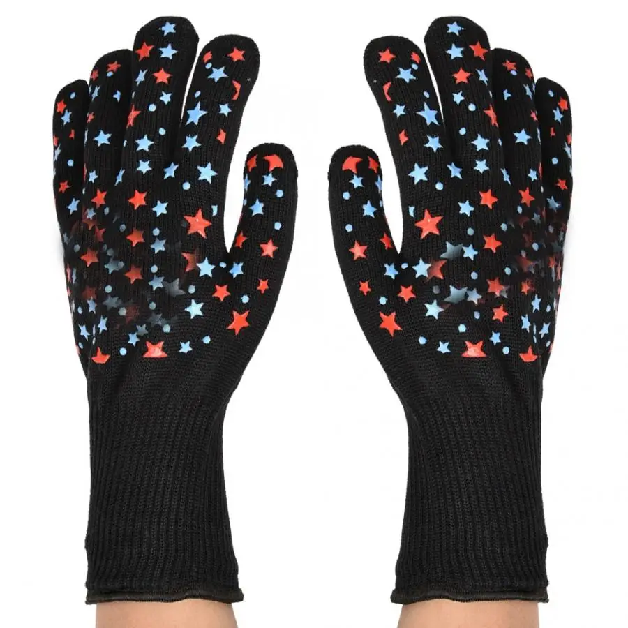 Защитные перчатки 500 градусов Цельсия высокая термостойкость перчатки для барбекю противоскользящие кухонная печь приготовления горячие рукавицы Новинка