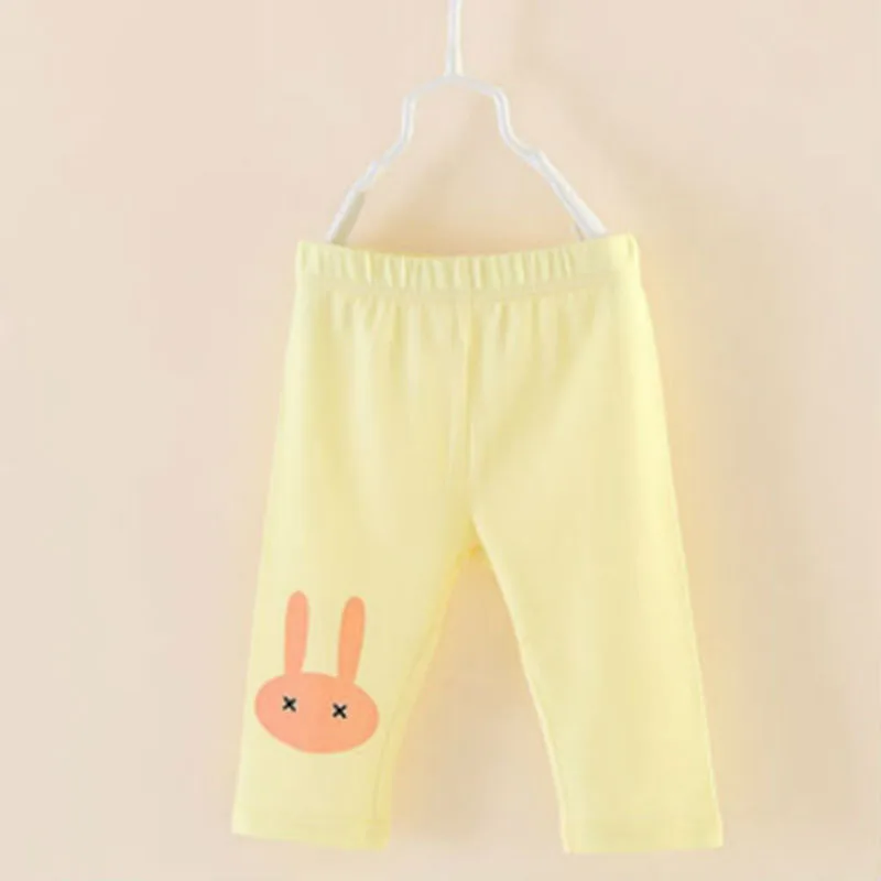 Летние леггинсы для девочек; детские штаны до колена с кроликом; леггинсы; пять брюк; брюки из эластичного вискозного хлопка; яркие цвета; детские леггинсы - Цвет: Цвет: желтый