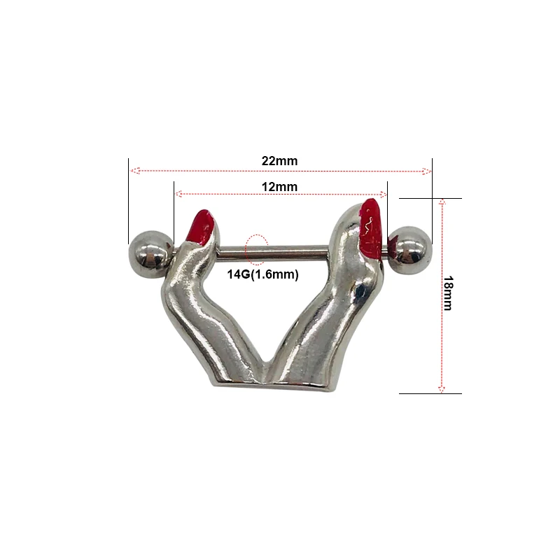 1 пара панк серьги для сосков для пирсинга, из нержавеющей стали красный палец u-образный Серебряный сексуальный пирсинг сосков женщин пирсинг тела ювелирные изделия