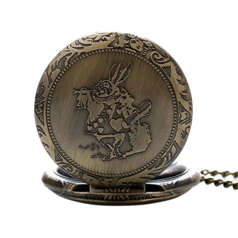 

Medium Rabbit Design Bronze Quartz Pocket Watch With Chain Male Female Stainless Steel Round Shape Pendant Fob Pocket Watch