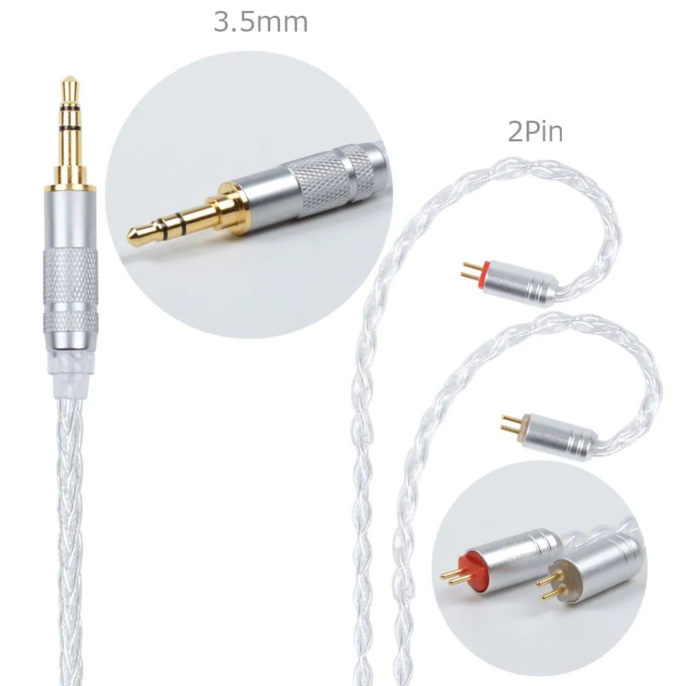 Nicehck 4,4/3,5/2,5 мм балансный MMCX/2Pin разъем 8 Core посеребренный кабель для kzzsn ZS10 AS06 лампа указателя V80 TFZ nicehck M6/DT600 - Color: 3.5mm plug with 2PIN