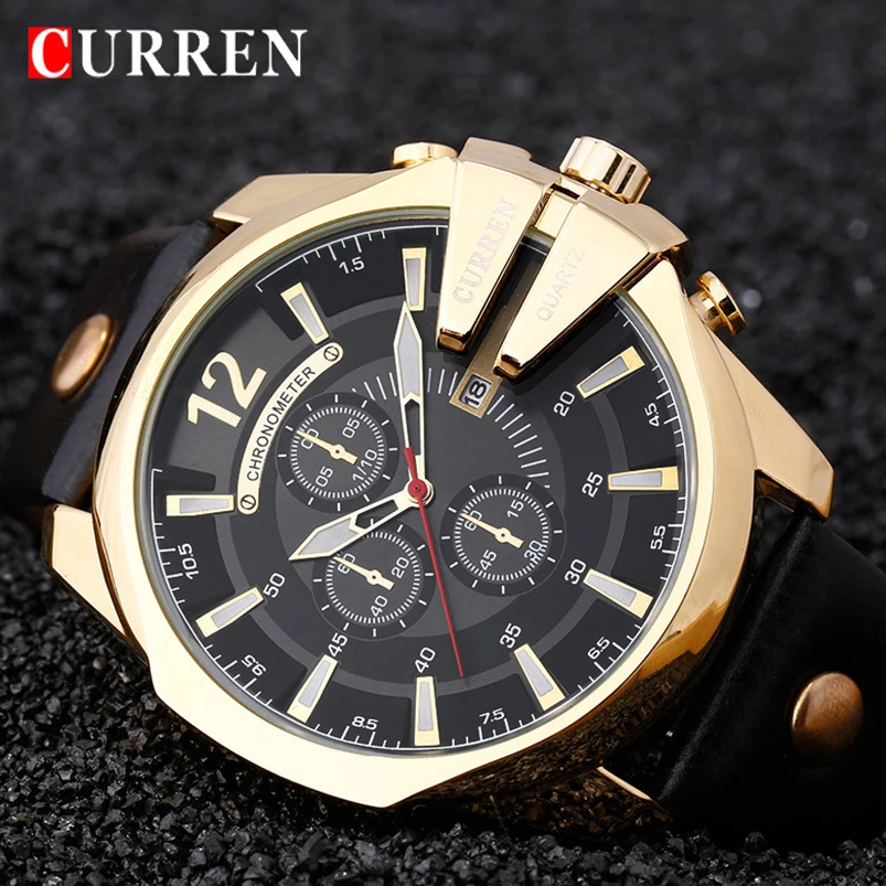 En Ligne CURREN Hommes de Top Marque De Luxe Montres À Quartz Hommes de Sport Quartz Montre Militaire Homme Horloge Mode Or Horloge 8176 Drop Shipping