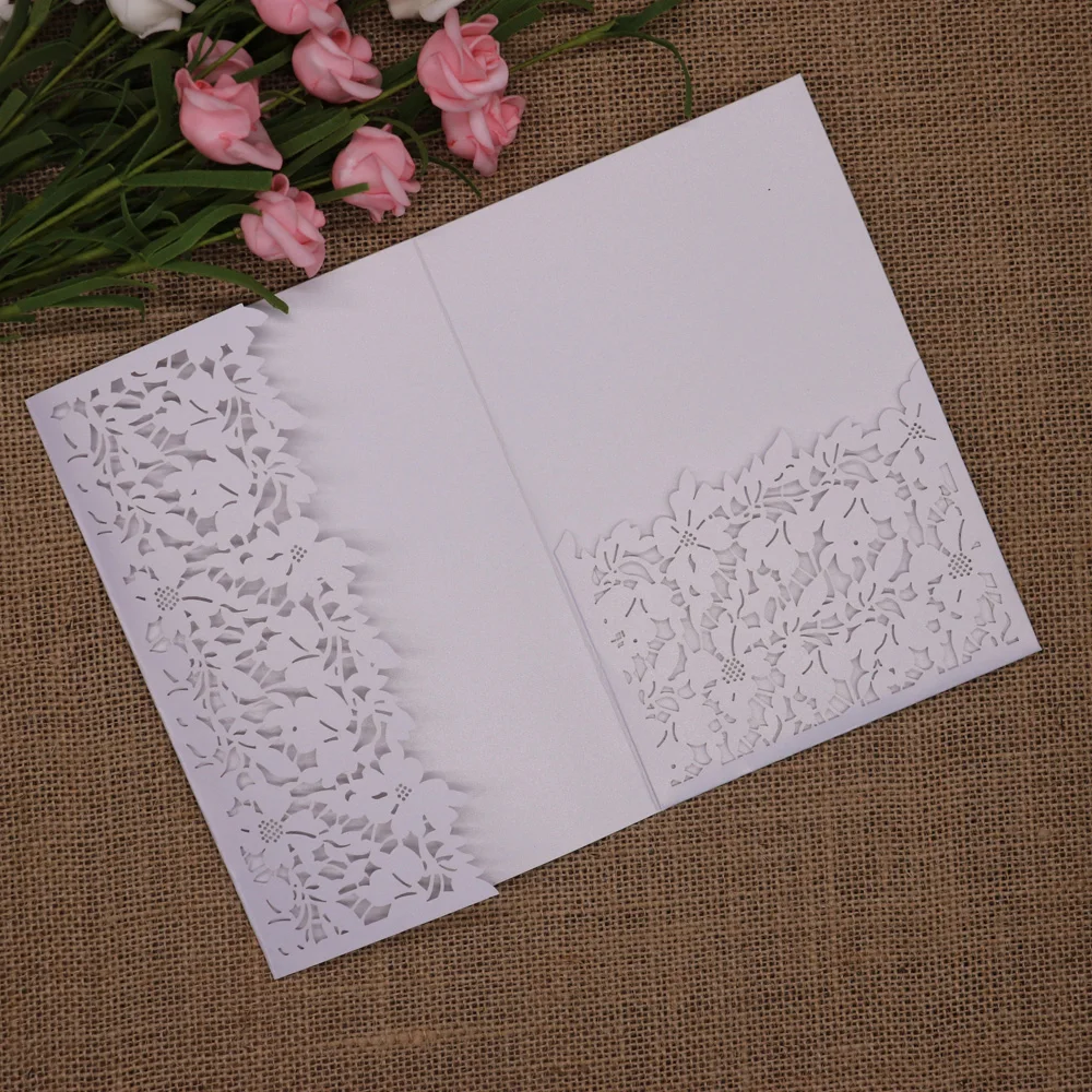  10pcs/pack Glitter Wedding Invitation Card Cover Leaves Shinny Paper Carved Invitations Birthday Ba - 33026320691