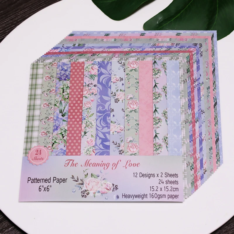 

24 decorative paper Single-side Printed Mixed pattern creative papercraft art paper handmade scrapbooking kit set book