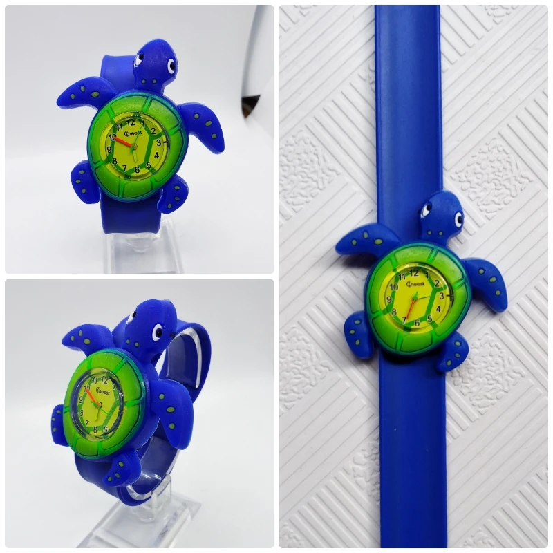 New style! Children Cartoon Quartz Watch 4 Kinds of Animal for Kids Boys Girls Clock Christmas Gift Toys Digital Wrist Watches - Цвет: turtle blue