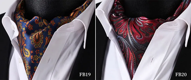 Цветочный Пейсли шелк аскотский галстук, повседневные жаккардовые шарфы галстуки Тканые Вечерние Ascot FB