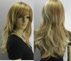 Новый стиль длинные популярные золотые блонд смешанный белый волос парики для женщин парик