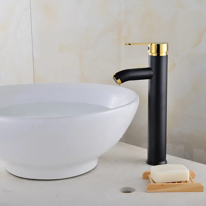 Billige Freies Verschiffen Biggers Schwarz Farbe Edelstahl Bad Becken Wasserhahn Einzigen Griff Kalt Und Warmwasser Mischer