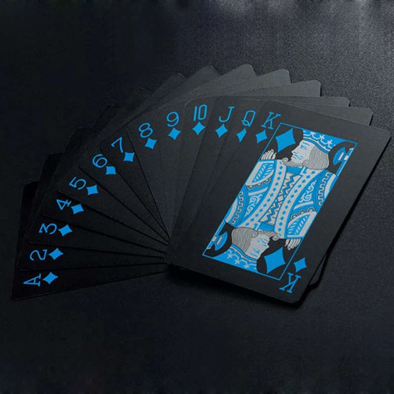 

54 Pieces Waterproof PVC Black Plastic Playing Cards Set Poker Cards Texas Poker Card Classic Pokers Family Gather Game Props