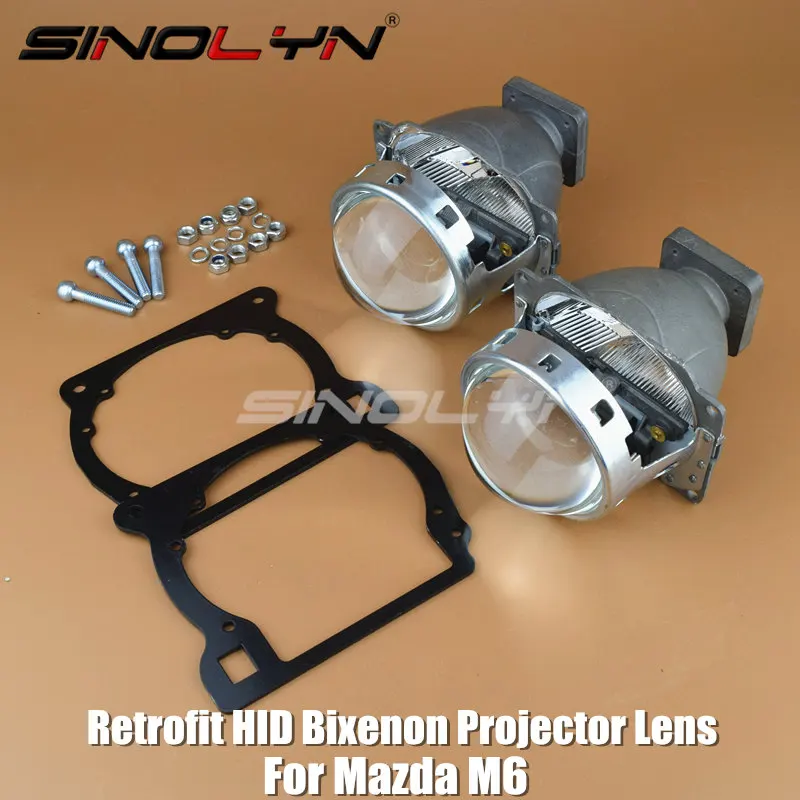 

SINOLYN For Mazda M6 Headlight Retrofit HID Bi-xenon Headlamp Projector Lens Replace Halogen Lenses Tuning DIY LHD RHD High Low