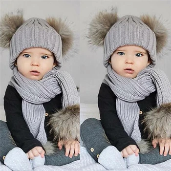 

Baby Knitted Warm Hats Scarfs 2017 New Newborn Knit Hat Scarf Winter Fall Baby Boy Girl Beanies Bebes Hot Infant Knitted Hat Set