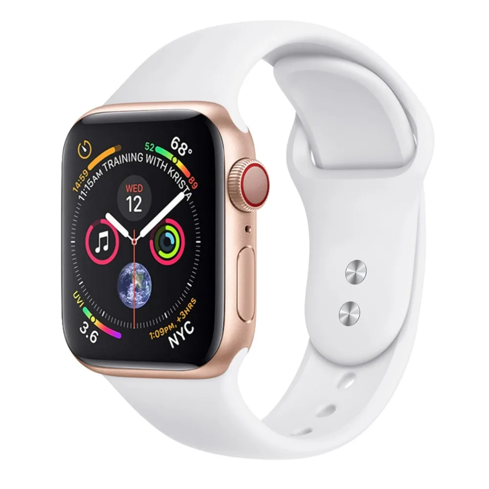 Силиконовый ремешок для наручных часов Apple Watch, версии Apple watch 4 полосным 44 мм 40 мм 5 3 наручных часов iwatch, ремешок 42 мм, 38 мм, версия браслет ремешок для часов аксессуар - Цвет ремешка: white 26