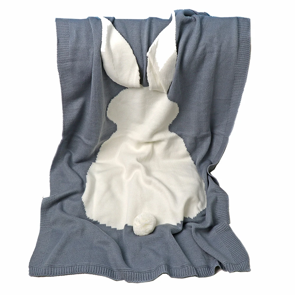 Buy Cute Big Rabbit Ear Blanket Newborn Baby Blankets Soft Warm Knitted Swaddle