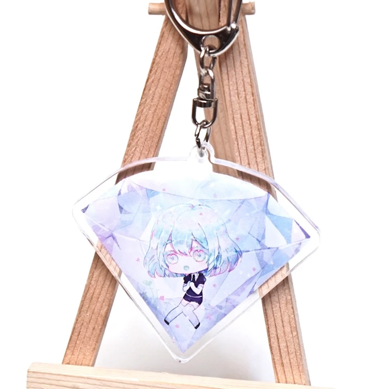 Anime Houseki No Kuni Phosphophyllite Cinnabar Diamond Pendant Keychain Keyring Key Rings New double sided Key Chains (1)
