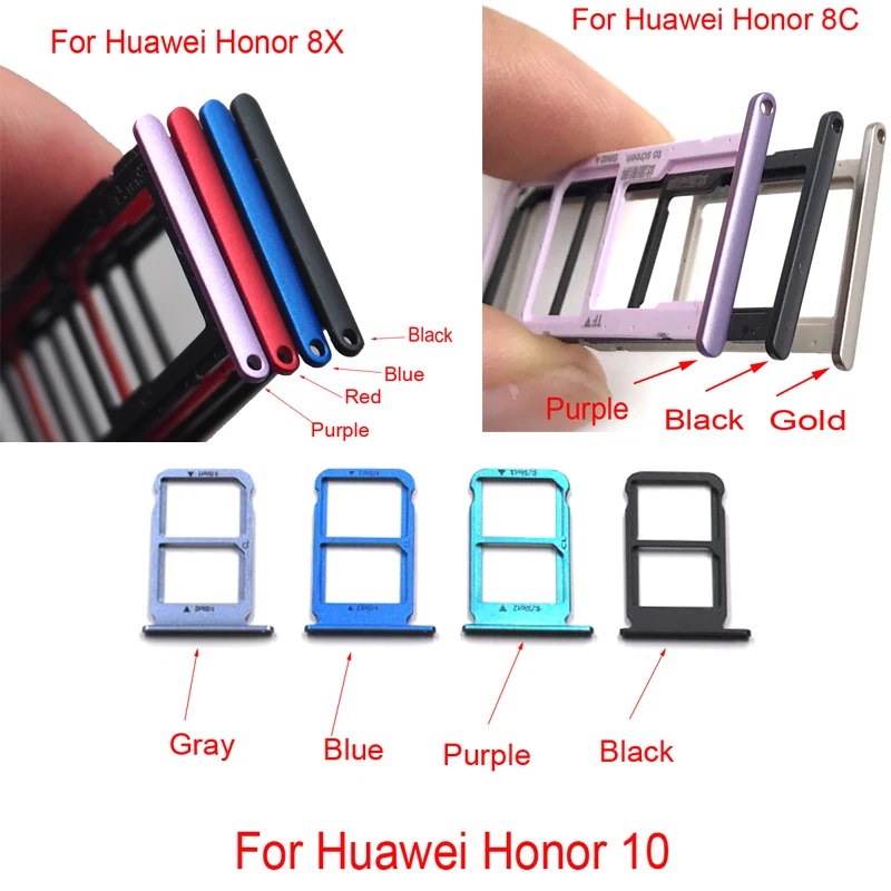 

SIM Card Slot SD Card Tray Holder Adapter For Huawei Honor 8c 8X 10