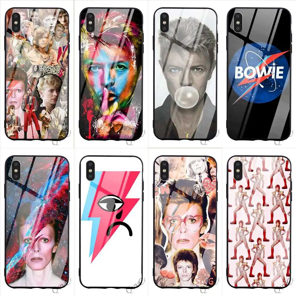 

Protective David Bowie Art Tempered Glass Phone Case for iPhone 6 Plus Cover 7 XR X 8 5 6S 5S SE Xs Max 11 pro Covers