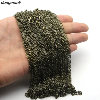 

50pcs/lot 21'' Bronze/Antique silver color jewelry Link Rolo Chains Necklace With Lobster Clasps Factory Price