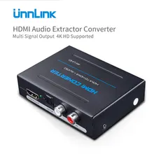 Unnlink HDMI Audio Extractor Converter HDMI to HDMI Optical Toslink RCA L/R Adapter 4K UHD Stereo Analog 5.1 Spdif Splitter