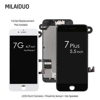 

LCD Display For iPhone 7 7 Plus Touch Screen Digitizer Full Set Assembly Replacement +Front Camera+Sensor+Ear Speaker Black