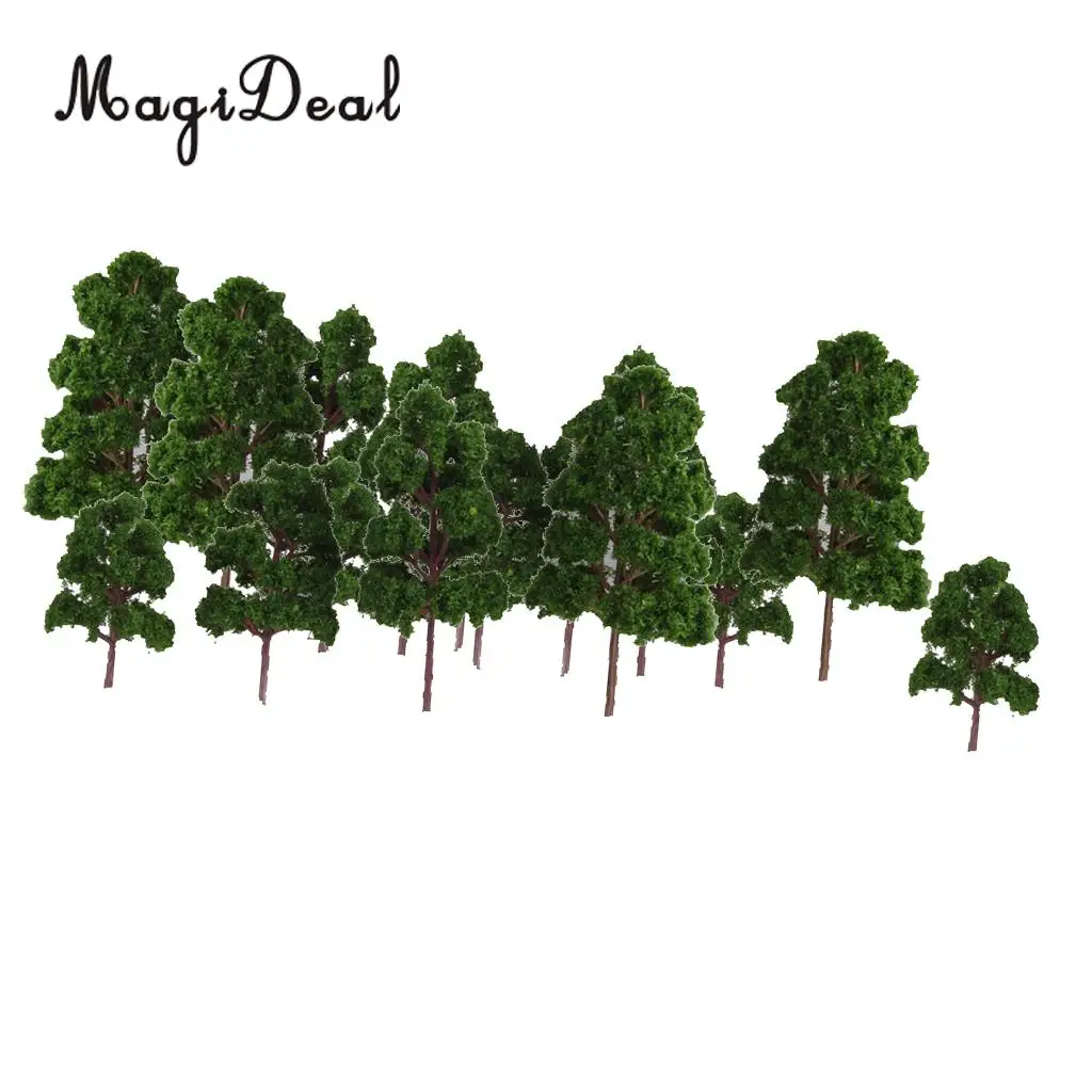 20Pcs Mix Size Model Trees Deep Green for N HO Scale Railroad Village Architecture Layout Diorama Scenery
