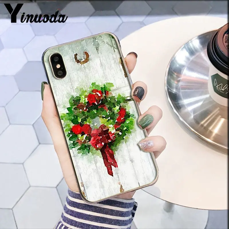 Yinuoda чехол для телефона с изображением рождественской елки нового года Санта-Клауса снеговика для iPhone 6S 6plus 7plus 8 8Plus X Xs MAX 5 5S XR