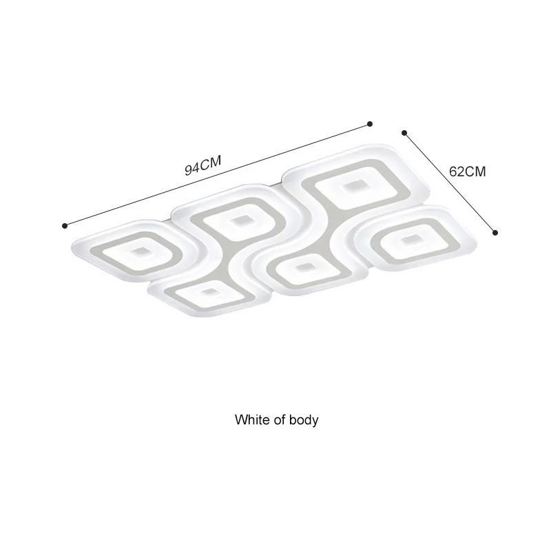 Квадратные современные светодиодные потолочные лампы, приспособление для гостиной, спальни, внутреннего домашнего освещения, декор для ресторана, плафон, плафон - Цвет корпуса: 94 X 62CM  98W