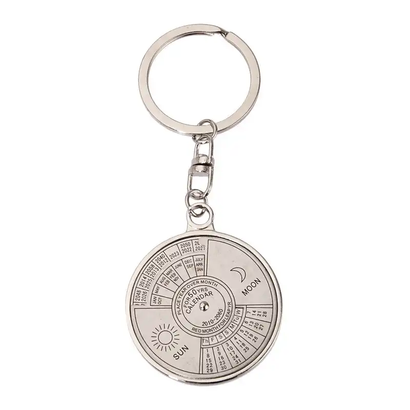 Am /_ 50 Jahre Perpetual Kalender Außen Camping Wandern Kompass Keychain Anhäng