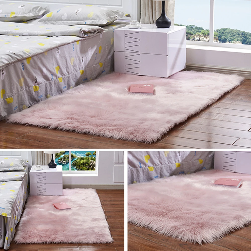 Artificial Sheepskin Fur Rug Acrylic Flower Soft Fluffy Carpet Bedroom Living Room Floor Furry Silky Plush Tapete 30/40/50/60cm