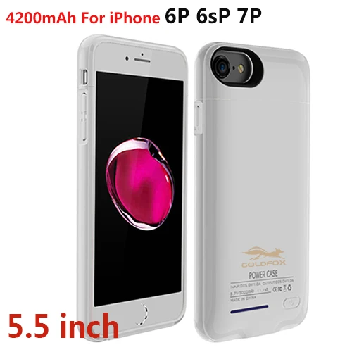 Для iPhone 6 6s 7 plus внешний аккумулятор зарядное устройство чехол для сотового телефона power Bank power bank зарядный чехол крышка Встроенный металлический лист - Цвет: white  for I6 7 plus