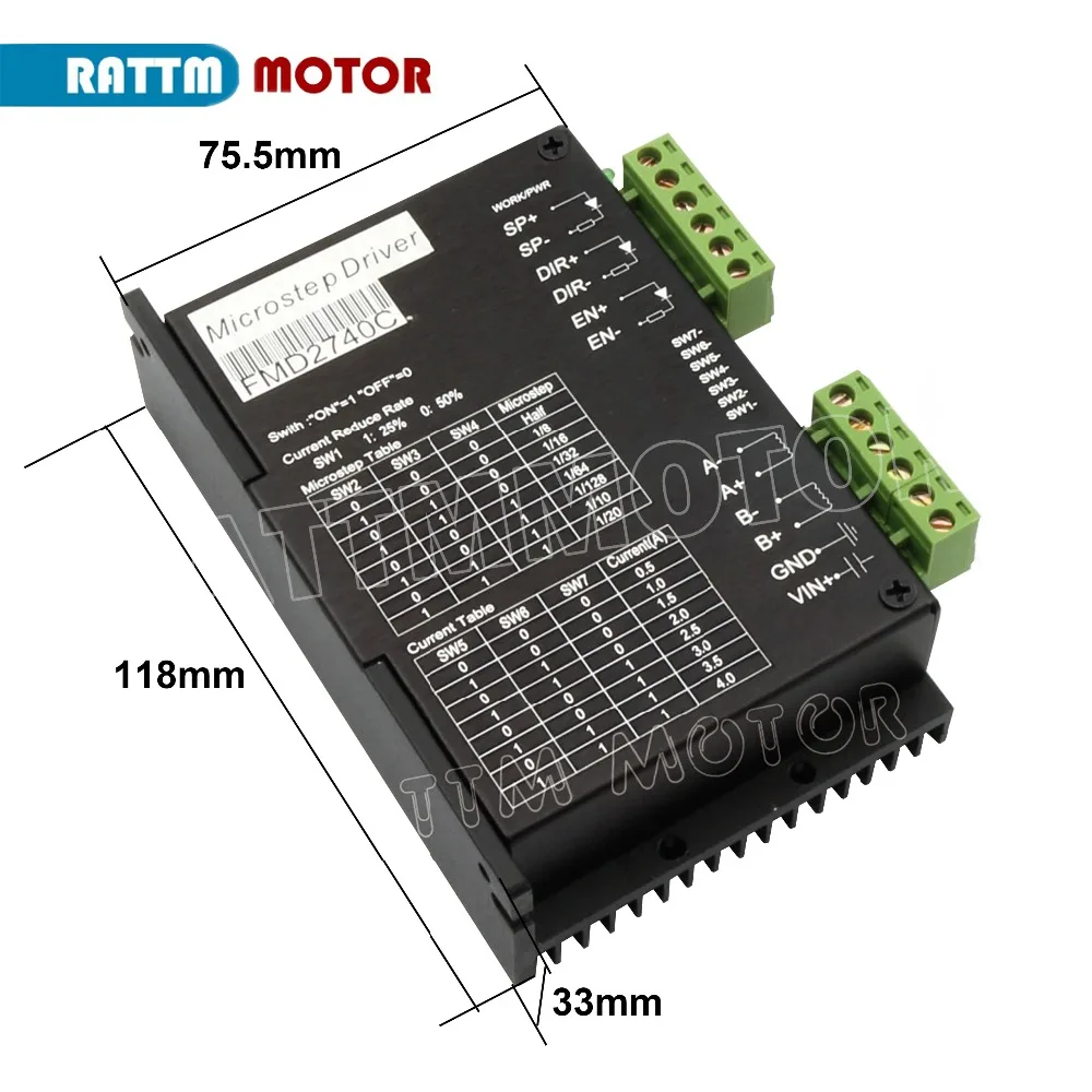 4 a Driver de Motor Eixos Motor Deslizante 112mm Eixo Duplo 425oz-in & Fmd2740c 50vdc 4 Usb Porta Breakout Board Cnc 3 Kit Nema23 7 112mm (eixo duplo) 425oz-in & fmd2740c 50vdc