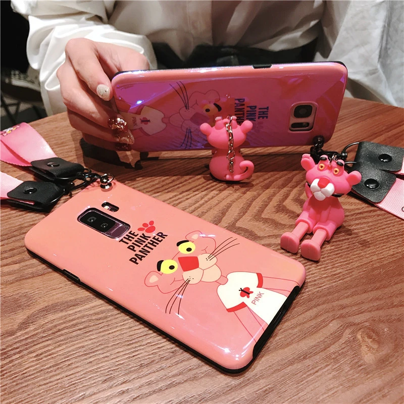 price reduction  Sam S10 plus/ s8 s9 Cute pink panther soft Case sailor moon tpu back Cover for Samsung Galaxy Note 