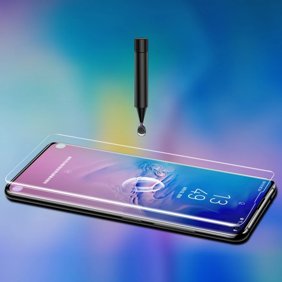 Для samsung Galaxy S10 S9 S8 Plus Note 9 8 S10e 5G Nano жидкий полный клей УФ закаленное стекло Защита экрана разблокировка отпечатков пальцев