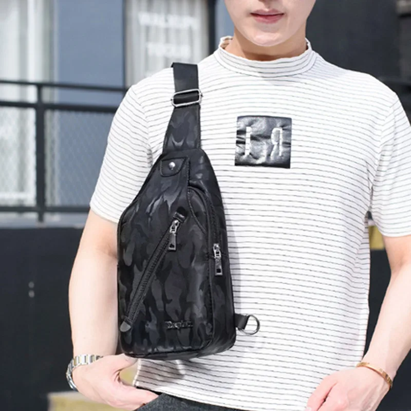 Men Backpack Anti Theft Canvas Chest Bag USB Rechargeable Teenager Single Shoulder Bag Boy Casual Mochila Sac A Dos Homme BP0216 (4)
