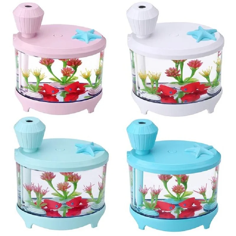 

Fish Tank 460ML USB Humidifier LED Night Light Air Ultrasonic Diffuser Atomizer Mini Home Office Desktop Purifier Mist Maker