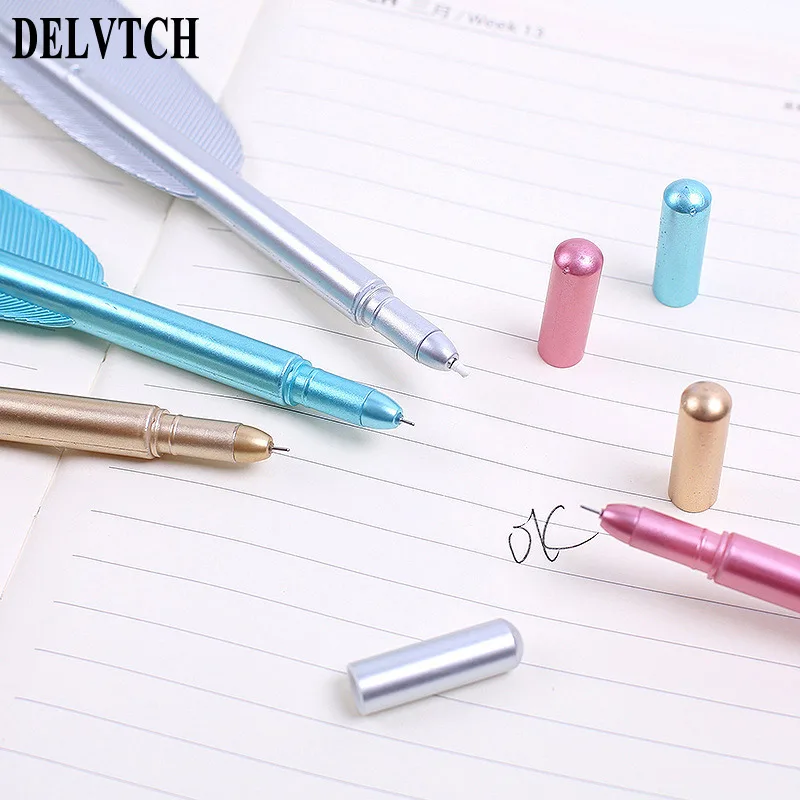 Delvtch 4 шт./компл. 0,5 мм кончик иглы гелевая ручка школьные принадлежности канцелярские принадлежности написания подписи гелевыми чернилами Bue черный, красный чернила