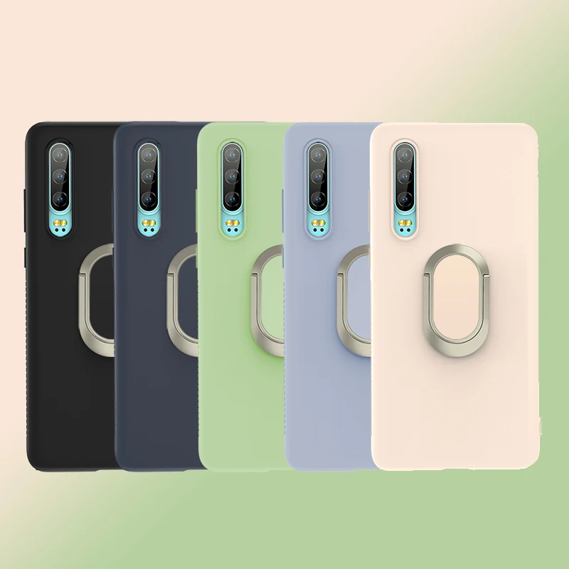Original Liquid Silicone Case for Huawei P30 Mate 20 Pro on iPhone 7 8 Plus X XR XS Max Soft Candy Cover Ring Bracket | Мобильные