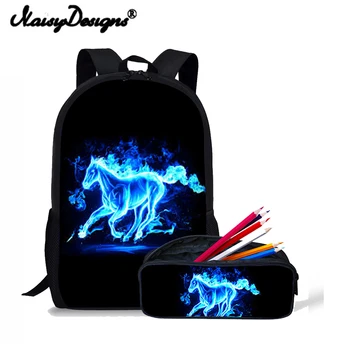 

Unicorn Crazy Horse Print Women Childrens Backpack Pony Bag Animals School Bags Backpack For Girls Boys Mochila Pencil Bag 2019