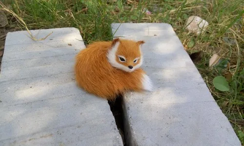 

mini cute Simulation yellow fox toy polyethylene&furs Curl fox model gift about 8.5x4.5cm y0294