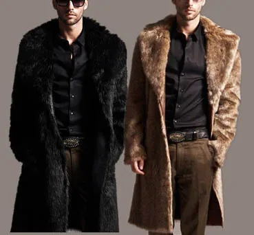 AYUNSUE размера плюс 7XL Зимние Теплые Куртки из искусственной кожи мужские панк-парки длинные двойные пальто мужские меховые пальто верхняя одежда