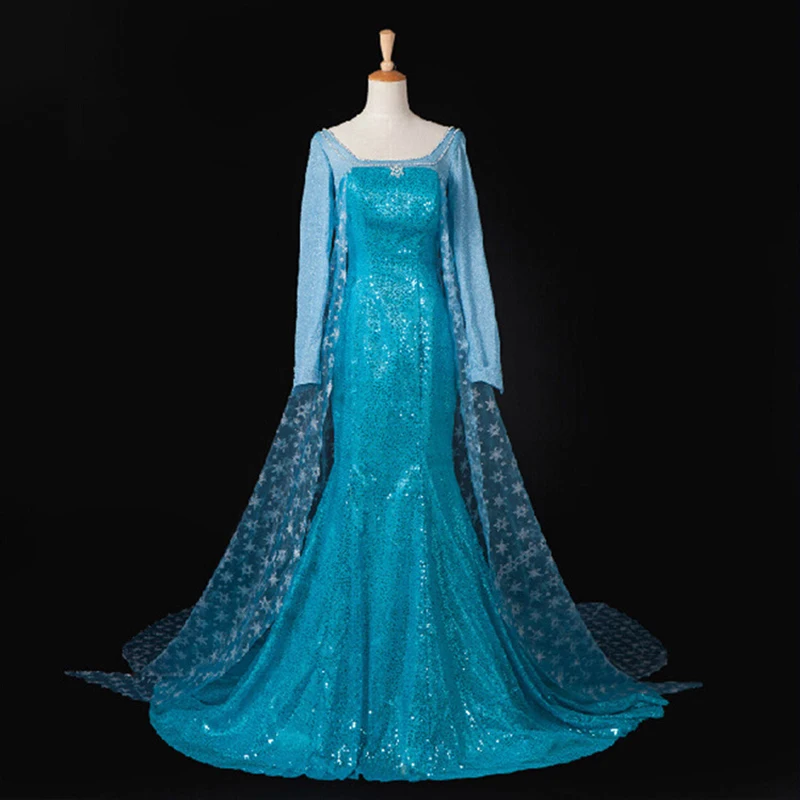 

adult halloween FROZEN dress ELSA princess blue long sleeve cos performance role playing stage dress for women cosplay costume