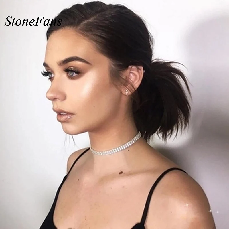 

StoneFans Luxury Crystal Clear Chain Choker Necklace Women Bridal Wedding Party Diamante Rhinestone Choker Jewelry Gifts Girl