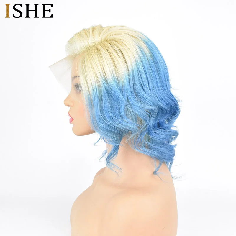 Цветной 613 синий Full Lace парик с ребенком волос Glueless 13x6 Прозрачный Швейцарский Синтетические волосы на кружеве парики естественная волна человеческих волос