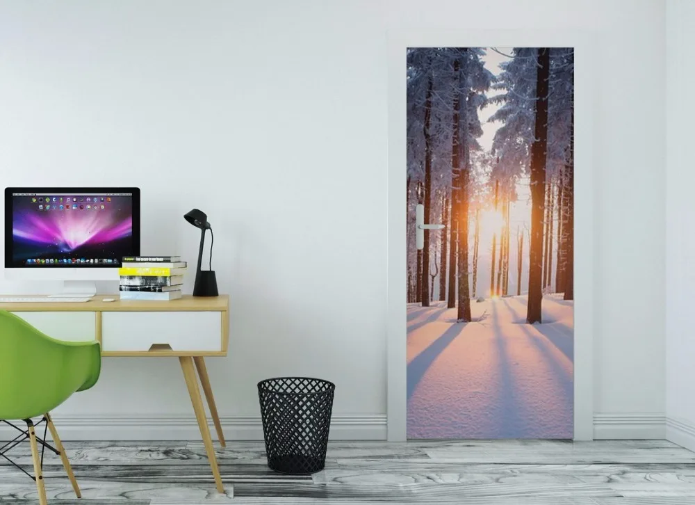 door-stickers-office-teenager-s-room-virtual-category-sunset-in-the-woods-in-winter