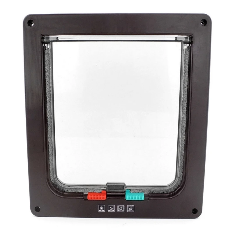 4Way-Pet-Cat-Puppy-Dog-Supplies-Lock-Frame-Safe-Security-Flap-Door-Gate-Brown-Size-S_7_800x800