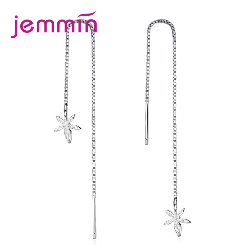Trendy Maple Leaf Shape Pendant Chain Earrings 925 Sterling Silver Women Girl Valentine's Day Gift Factory Price Top Sale | Украшения и