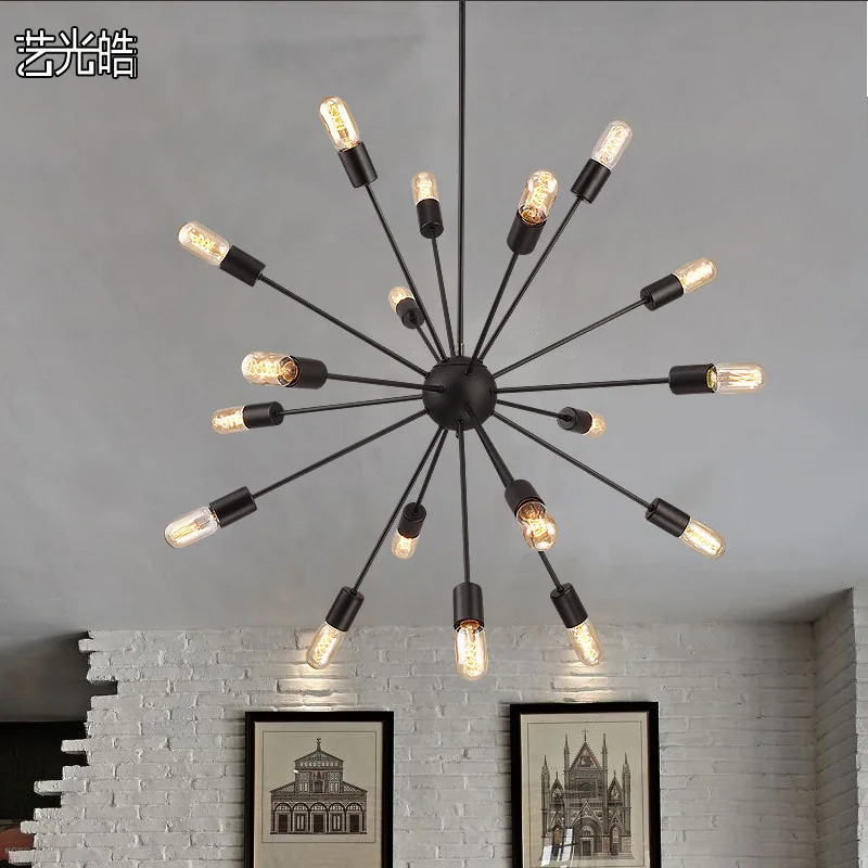 

Retro industrial style LED chandelier Iron suspended lamps Cafe decoration fixtures home lighting living room hanging lights