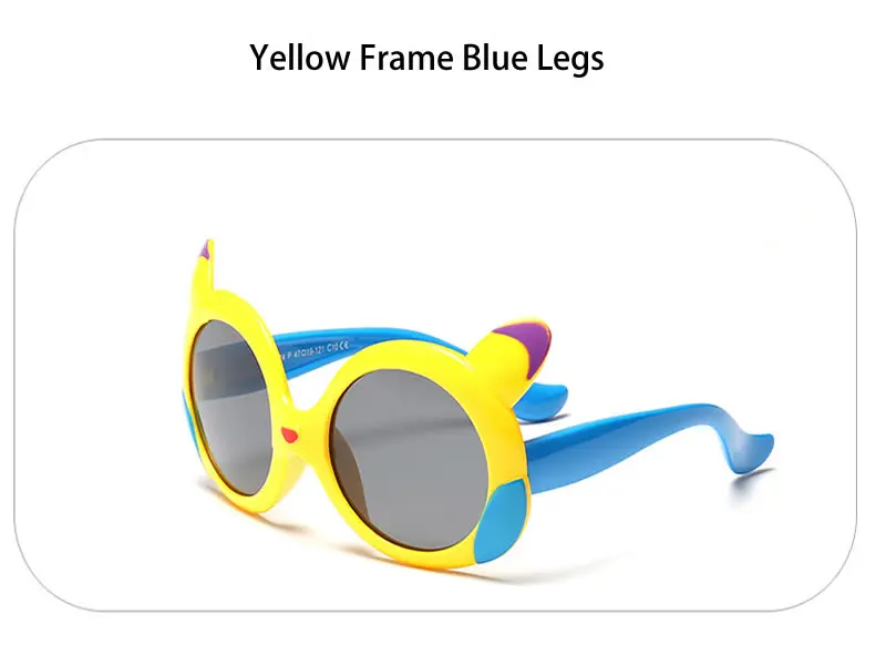 Одежда с изображением покемона Пикачу S8124 Япония мультфильм Желтый Гибкий TR90 солнцезащитные очки детские солнцезащитные очки Мальчики Девочки Лето поляризованные солнцезащитные очки - Цвет линз: YellowFrameBlueLegs