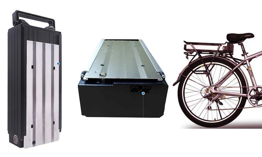 48V 20AH Lithium-ion Rack Mount Battery Rear Rack Batts with 54.6V 3Amp Charger for ebike fit 250w 500w 850w 1000W motor