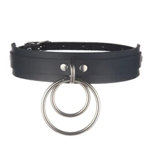 Черного цвета в стиле панк колье-чокер кожаный гот колье воротник для женщин O круглый цепочка колье-чокер Связывание готический ожерелье ювелирные изделия в стиле Harajuku